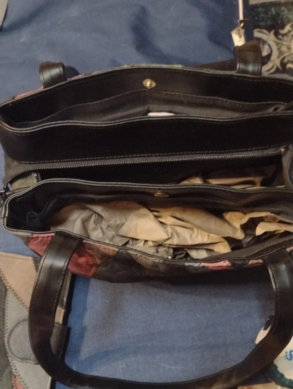 Patchwork Leather Hobo Bag And Wallet in Black, Green & Red